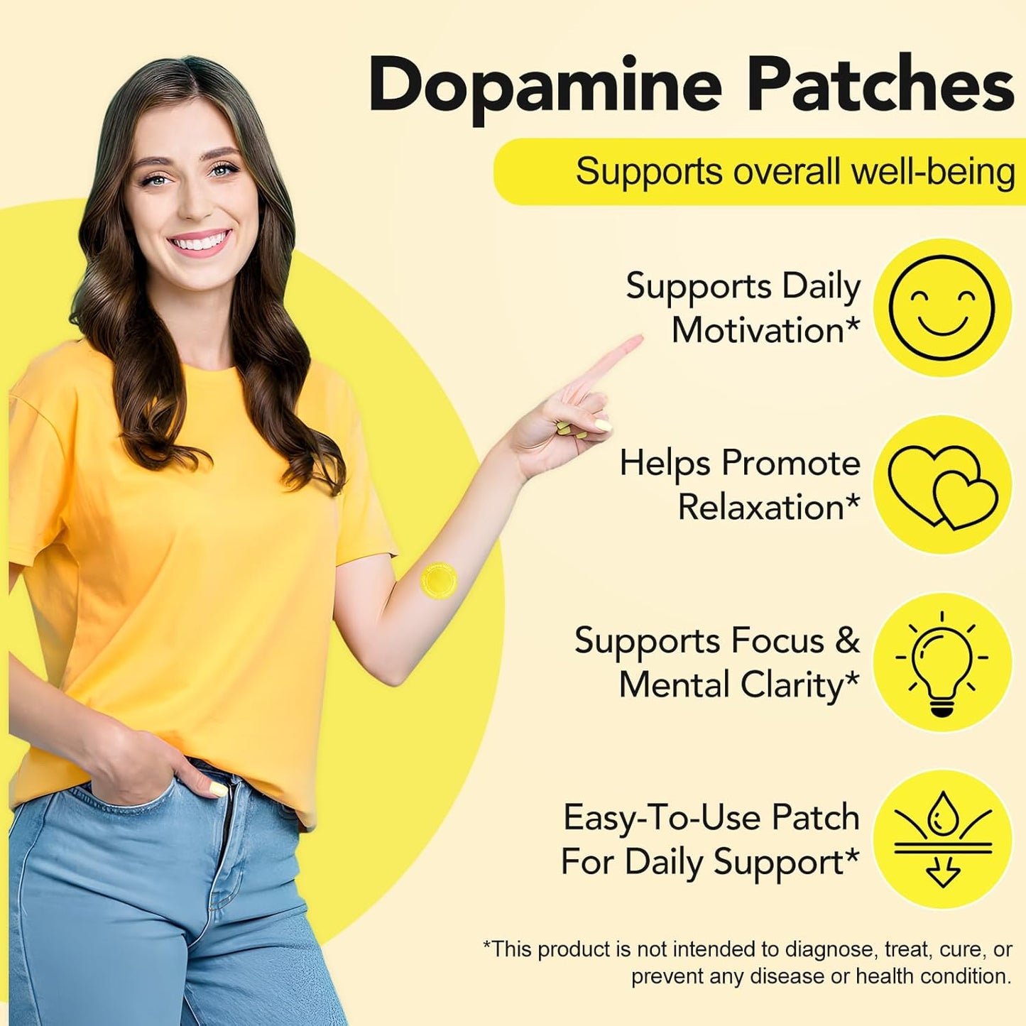Dopamine Patches Extra Strength, Mood Support Patches for Daily Mental Wellness, Mood Boost & Positivity Support, Motivation Supports Dopamine & Serotonin Balance, Dopamine Supplements for Men Women