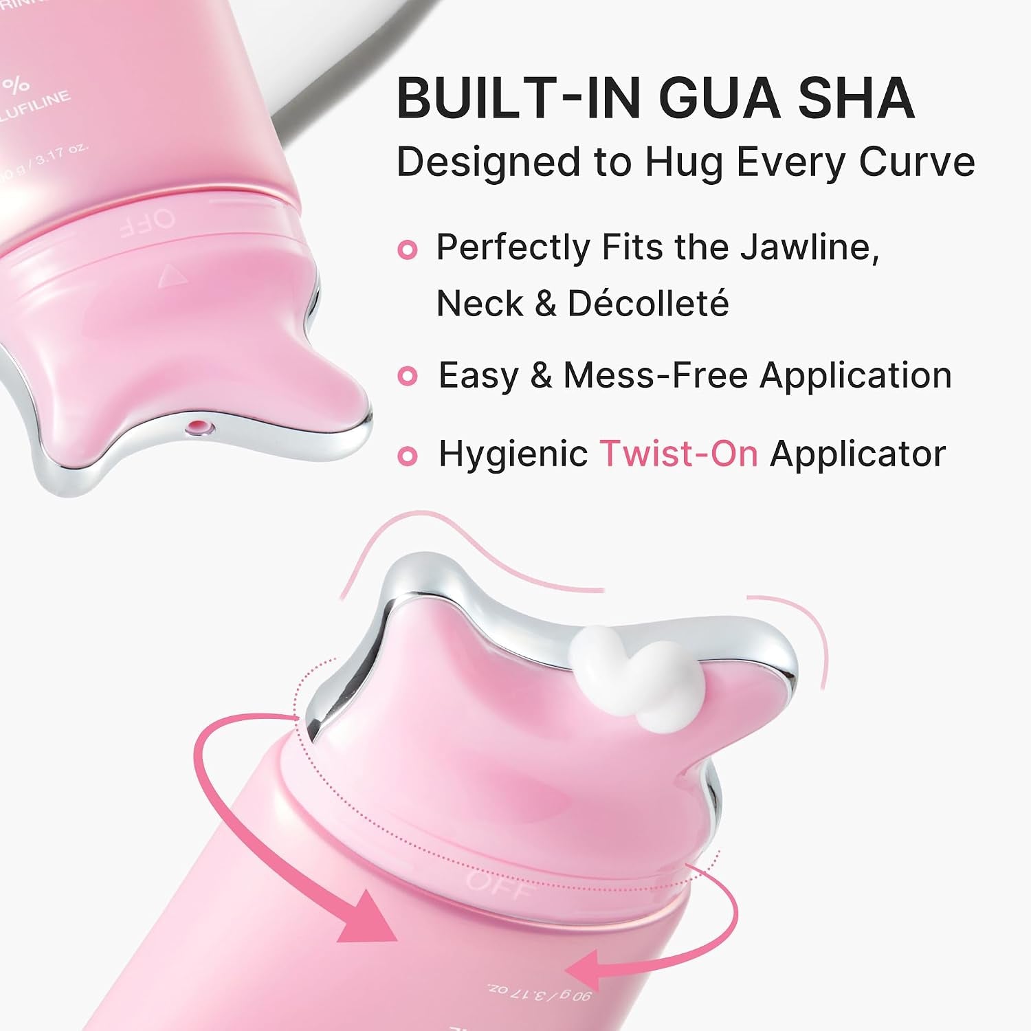 PDRN Collagen Gua Sha Neck Wrinkle Cream | Built-In Gua Sha Massager with Volufiline 5% | Firming, Contour Care for the Look of Fine Lines, Jawline, Neck, Décolleté | Korean Skincare, 3.17 Oz