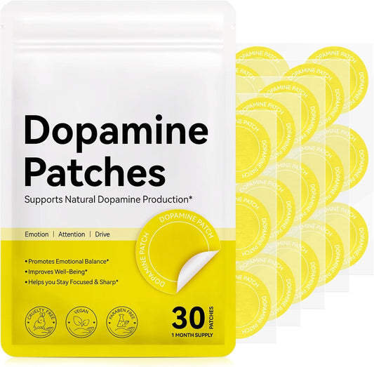 Dopamine Patches Extra Strength, Mood Support Patches for Daily Mental Wellness, Mood Boost & Positivity Support, Motivation Supports Dopamine & Serotonin Balance, Dopamine Supplements for Men Women